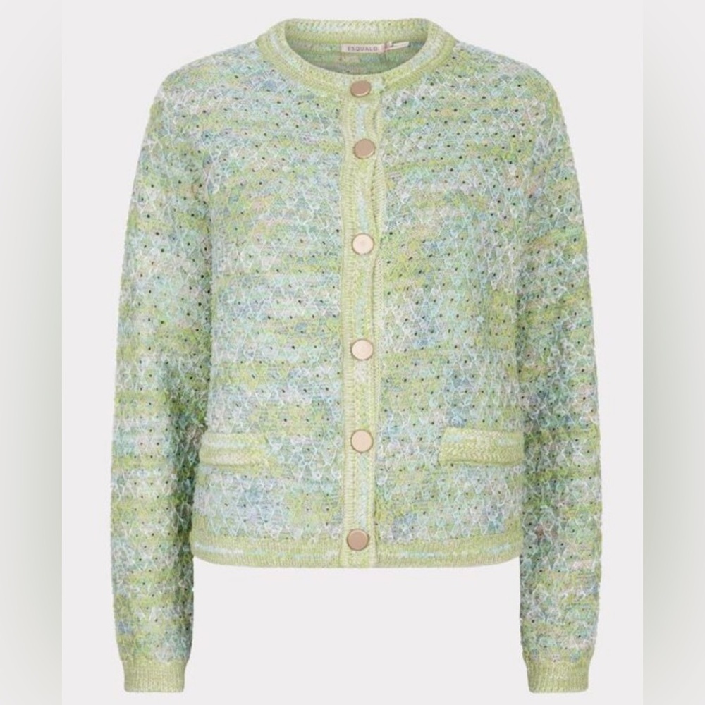 NWT Esqualo Green Patterned Knit Cardigan Sweater Size S - Picture 5 of 12